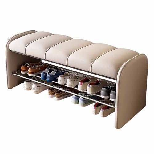 KaBuea Ottomane-Bank aus Holz, Schlafzimmerbänke, Fußstütze, Hocker, Akzentbank, Metall-Schuhregal für Eingangsbereich, Wohnzimmer, Flur