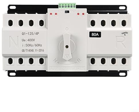 Besttoolifes Interruptor de transferencia automática de doble potencia 2P/4P trifásico 400 V 125 A/100 A/80 A conmutación de milisegundos para generador UPS inversor solar fotovoltaico certificado CE
