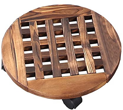 Pflanzgefäß Caddy aus Holz mit 360° drehbaren Rädern für den Innen- und Außenbereich, 50,8 cm Blumentopfständer mit rundem Gestell und Rollen