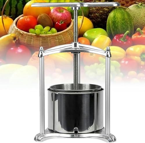 HOTAPEPU Presse À Vin, 3 L Fruits en Acier Inoxydable, Facile À Nettoyer, Poignée en T, Méthode De Presse À Vis Presse À l'huile pour Le Fromage, Les Fruits, Les Légumes, Le Miel, Le Jus ~ /