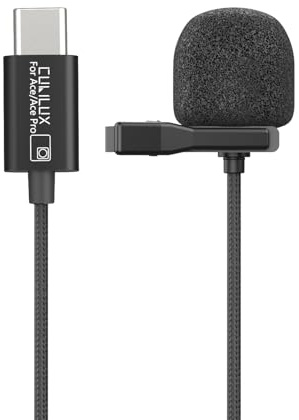 Cubilux MLC-19 Microphone Compatible with Insta360 Ace and Ace Pro, Clip-On Lavalier Lapel MIC, Ace/Ace Pro Action Camera, 5 Feet