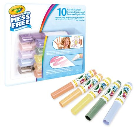 CRAYOLA - Color Wonder, set of 10 stain-free felt tip pens with transparent ink, pastel colours, maxi tip, age 3+, article code 75-7019