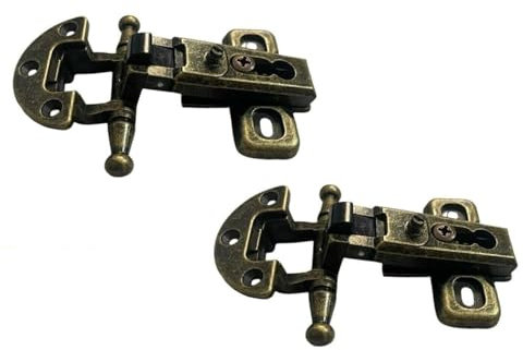 2 Pezzi Cerniera Bronzo Cerniere per Mobili Antichi Cerniera per Ante in Battuta Arte Povera stile barocco completa di basetta Scodellino 27, Finitura Bronzata kit completo A0062-30