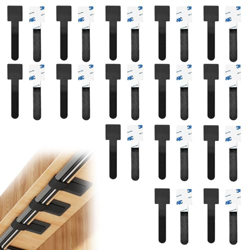 ANBOO Lot de 30 passe-câbles de bureau auto-agrippants (9 x 3 cm), réutilisables, pour gestion des câbles, gestion des câbles sous le bureau, accessoires de bureau