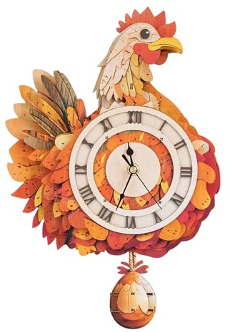 Blumuze 3D Puzzle Clock, 3D Wooden Jigsaw Puzzles for Adults Kids, DIY 3D Puzzle Wall Clock Birthday Gifts for Women Men, Best Friends, Present for Lover on Christmas (Chicken)