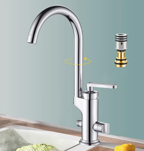 XSDSM Robinet Mélangeur Evier De Cuisine Robinetterie De Cuisine Avec Interface 1/2 Au Lave-Vaisselle,Argent
