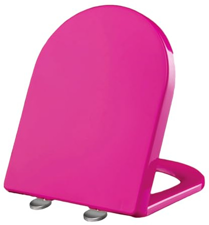 Giural Sedile WC A Forma D con Chiusura Ammortizzata, Copriwater Tavoletta WC 46 X 36 Cm, Cerniera A Sgancio Rapido E Regolabile A 360°, Fissaggio Dall'alto, ASSE WC A Forma di D,Viola