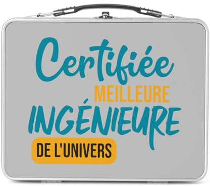 Lunch Box in metallo argentato per sandwich e snack, certificato migliore genieure dell'universo civile informatico mecanico, scatola da gustare in alluminio, ciotola rigida, stile retrò, stampata in