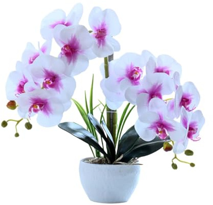 Anynoch Orchideen Künstliche Blumen 40cm Künstliche Orchidee,Weiß und Lila