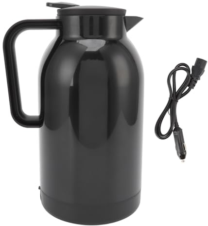 Carafe chauffante portable 1300 ml - Bouilloire électrique inox 12-24V pour voiture, chauffe rapide à 100°C, idéale thé café en voyage - design pratique et sécuritaire avec j