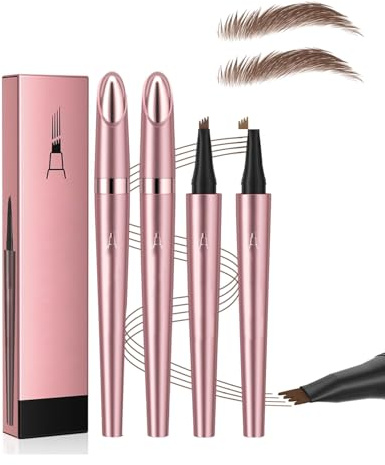 ZKUNL 2 piezasLápiz de cejas, resistente al agua, 2 en 1, lápiz de cejas de doble punta con microblading, duradero, Eyebrow Pencil Con cabezal de lápiz delineador para múltiples usos