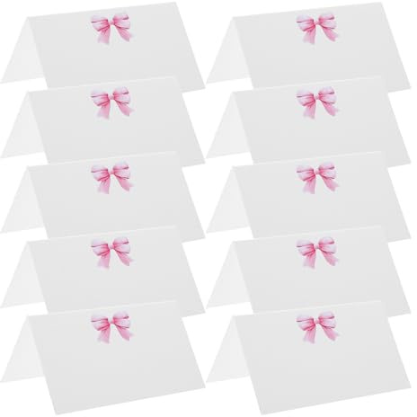 PACKOVE 50 Segnaposto Fiocco Rosa per Matrimonio, Shower e Compleanni – Carte dei Posti a Sedere a Forma di V, Cartellini di Carta Resistenti per Assegnazione Tavoli ed Eventi Speciali