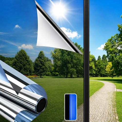 Weeoley Reflective One Way Window Film Privacy, Silver, 44.5x200cm