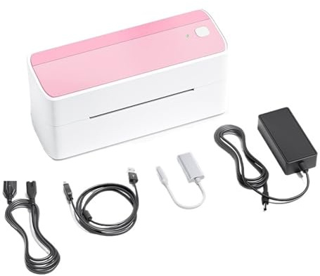 CCZRD Impresora De Etiquetas Envío PM-241 118 Mm Térmica Inalámbrica Bluetooth Impresión Rápida Nítida Cada Etiqueta(Pink)