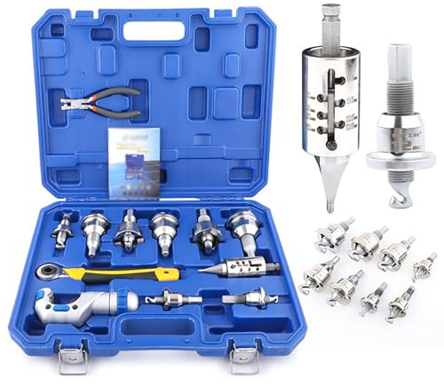 Copper Tube T-Hole Puller, Tee-Extractor with Dia 10-32mm, Reducer, Reamer, Pipe Repairing Machine for HVAC Refrigeration Plumbing