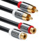 deleyCON 1m Cinch Verlängerung RCA Stereo Audio Kabel - 2x Stecker zu 2x Buchse - Vergoldete Metallstecker - Schwarz