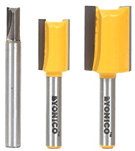 Yonico Straight Router Bits Set Undersize Plywood Dado 3 Bit 1/4-Inch Shank 14323q