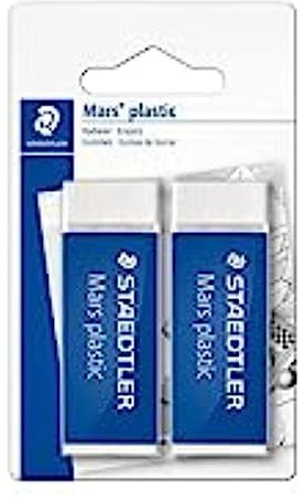 Staedtler Mars Plastic - Gomme da Cancellare, Set Cancelleria Scuola Università e Ufficio, Gomma da Cancellare Ideale per Materiale Scolastico e Cose per la Scuola, Cancella Facilmente - 2 Pezzi