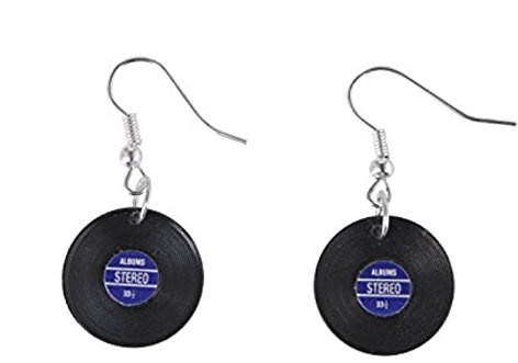 Miniblings Schallplatte Ohrringe Hänger Schallplatten LP Vinyl Musik blau | In Berlin von Hand montierter Ohrschmuck, in kleiner Serie hergestellt