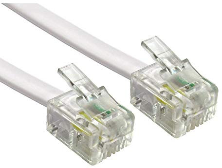 Alida Systems ® Câble ADSL 30m - Supérieure Qualité/Broches de Contact Plaqué Or/Internet Haute Vitesse à Large Bande/Routeur ou Modem à la Prise Téléphonique RJ11 ou Microfiltre/Blanc
