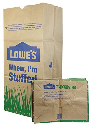Lowe's H&PC-75419 (25 Count) 30 Gallon Heavy Duty Brown Paper Lawn and Refuse Bags for Home, Original Version