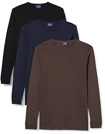 Navigare 114 (Pacco Da 3), Maglia intima a maniche lunghe Uomo, Multicolore (Grigio/ Nero/ Navi), M confezione da 3