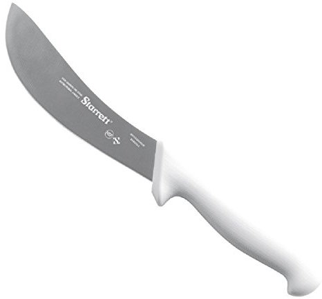Starrett Professional Skinning Knife - BKW206-6 White Handle Narrow Curved 6 Sanitized Stainless Steel Blade - Hunters Butchers Kitchen Chef's Knife