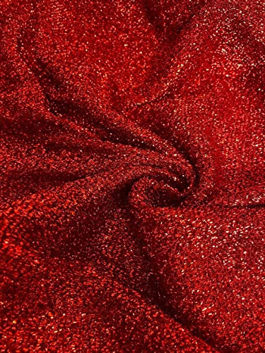 Glitzernder Lametta-Lurex-Stoff, Stretchmaterial/metallischer Rasta-Glitzer, 150 cm breit (Meterware) (rot)