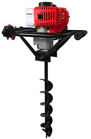TECMIX TMX EB 2000 Tarière à essence 1450 W, 2 CV I 9600 tr/min I avec foret de 100 x 800 mm I Poignées ergonomiques I Puissant et efficace