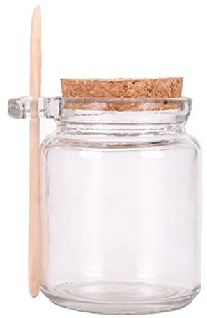 Barattolo in vetro trasparente da 250 ml, con coperchio ermetico in sughero e cucchiaio di legno, contenitore per alimenti ricaricabile, per tè, caffè, marmellata di zucchero