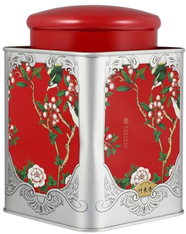 Tea Canisters Tea Set Tin Canister Tinplate Box Retro Coffee Sugar Storage Jars Airtight Food Storage Pots Container for Condiment Nuts Red Coffee Sugar s Tin
