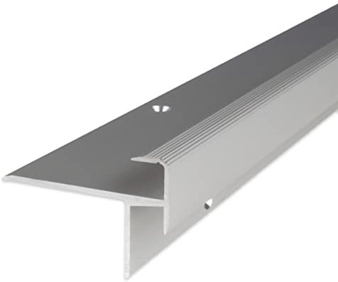 PROVISTON | Laminat-Treppenkante | Aluminium eloxiert | Silber | Breite 10 mm | Höhe 8.5 mm | Länge 1000 mm | Gebohrt | Treppenkantenprofil | Treppenwinkel | Winkelprofil | Kombiwinkel | 1 Stück