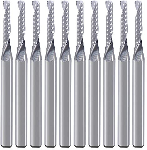 CNC-Fräser-Bits, Gravur-Bits, Schaftfräser, einschneidige Spirale, Upcut Router Bit, 3.175mm Schaft, 2mm Schnittdurchmesser, 12mm Schnittlänge,Wolframstahl, Gravur, Schnitzwerkzeug-Set für MDF