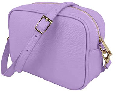 JOPHY & CO. Borsa a Tracolla Spalla in Vera Pelle con Frange e Chiusura Cerniera per Donne cod.5210 (Lilla 5275, Small)