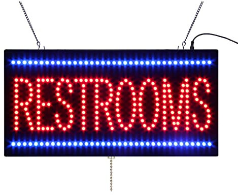 Insegna al Neon per Bagno, Insegna Luminosa A LED, Insegna per Toilette Elettrica con Incatenamento, Insegna per Decorazione da Parete per Negozio, Bar, Pub, Club, Servizio di Bagni Pubblici