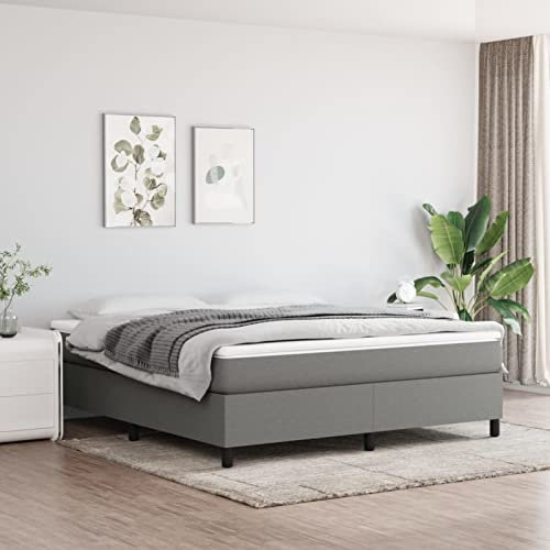 Homgoday Bettrahmen mit Federn, dunkelgrau, 160 x 200 cm, aus Stoff, Bettrahmen, Bettrahmen, modernes Bettgestell für Wohnzimmer, Schlafzimmer