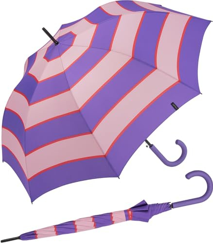 Esprit Paraguas automático Rainbow Dawn, Collegiate Stripe Deep Lavender, 100 cm, Paraguas automático