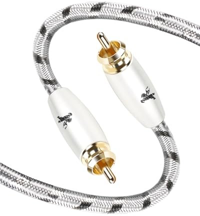 Impeto Câble RCA Subwoofer pour Caisson de basses, Cable Coaxial Numérique, 6N OFC TV S/PDIF - Connecteurs plaqués or - Câble Rca pour CD, Amplificateur, Chaîne Hi-Fi - 2m