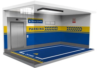 Perfeclan Vitrine de garage 1/18 avec protection des lumières, scène de stationnement de voiture, objets de collection, 15,75'' x 9,45'' x 7,87'', bleu