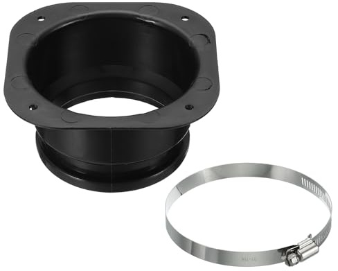 PATIKIL 4 Duct Connector Flange, Dryer Vent Wall Plate Square to Round Straight with Ducting Clamp for Air Heating Cooling Ventilation Exhaust Fan, Black