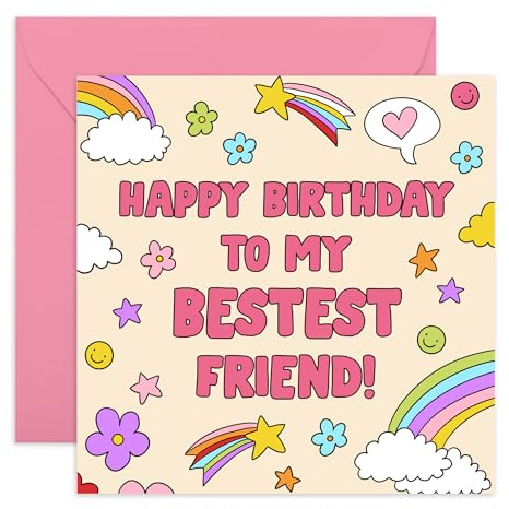 CENTRAL 23 Geburtstagskarte für Freunde – To My Bestest Friend – Bestie Bff – Doodle – Geburtstagskarte für beste Freundin – Grußkarte Geschenke für Frauen und sie – mit Aufklebern