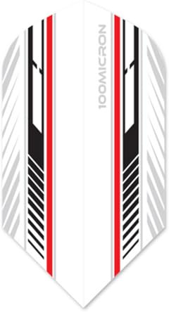 US Darts 5 Sets (15 Flights) Pentathlon 100 Micron Ex-Tough Slim Dart Flights - White, Red, Black
