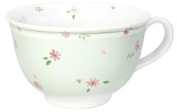 Brandani 51154 TAZZA COLAZIONE POLLINE VERDE PORCELLANA, cm d 14,5x8,5h, 600ml, Decori delicati fiori e boccioli, Lavastoviglie, Microonde, Forno, Freezer