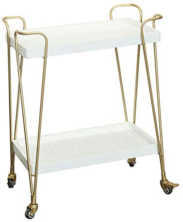 LaYiQimn Wagen Barwagen, tragbarer Barwagen mit Rollen, leichtgängigen Rädern und 2 robusten Mehrzweck-Ablagen, Servierwagen für die Hausbar (1 60 x 35 x 75 cm)