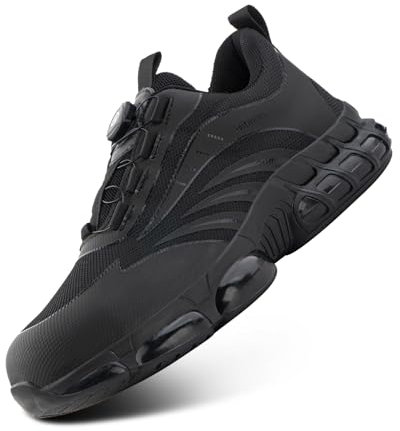 Hitmars Safety Shoes Men Safety Trainers Womens Steel Toe Cap Work Trainers Kitchen Shoes Wide Fit Work Shoes Site Non Slip Black UK Size 9（EU44）