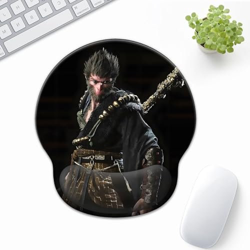 Black Myth for Wukong Tapis de souris multifonction étanche pour clavier de jeu, antidérapant et confortable, repose-poignet en mousse gel compatible avec souris laser et optique (tapis de souris