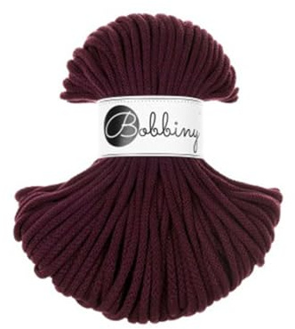 Bobbiny Premium Baumwoll-Flechtschnur - 5mm x 50m - Vielseitige Makramee-Kordel für Stricken, Weben, DIY-Basteln und Heimdekoration - Hochwertige Bunte Bastelschnur Flechtkordel - Burgundy