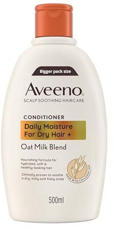 Aveeno Scalp Soothing Haircare Daily Moisture Conditioner, Oat Milk Blend, for Dry Hair, Soothes Dry, Itchy & Flaky Scalp, Clinically Proven, Sulfate Free, 500ml