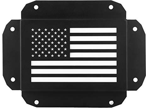 Acouto Plaque de Suppression de Hayon avec Motif Drapeau Américain, Couleur de Lumière Rouge pour JK 07-17, équipée de 48 LED, Fabriquée en Fer et Acrylique de Haute qualité, élimine