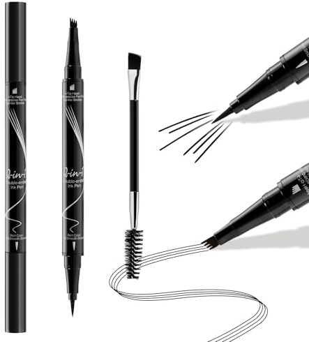 Boobeen Microblading Augenbrauenstift, wasserfester Augenbrauenstift mit Pinsel, 2 in 1 Präzisionsbrauenstift mit haarähnlichen Strichen für ein natürliches Augenbrauen-Makeup